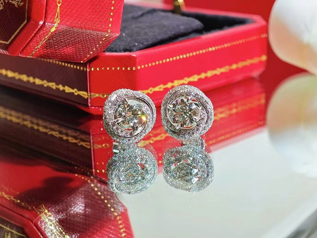 Cartier-style Single-Stone Nail Stud Earrings