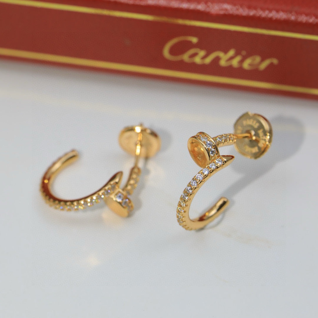 Cartier-Style Pavé-Set Nail Stud Earrings