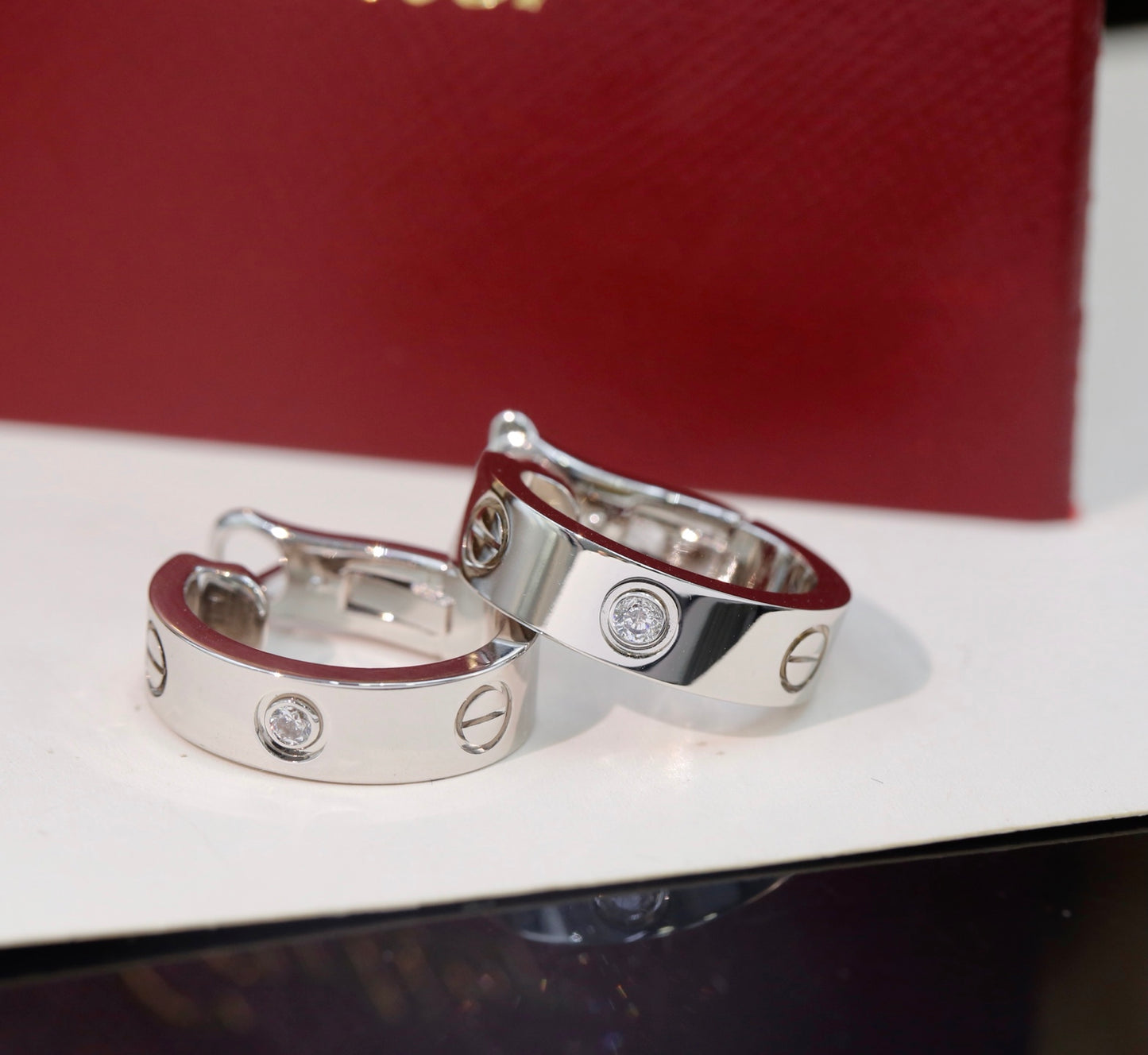 Cartier-Style Single-Diamond Clip-On Earrings