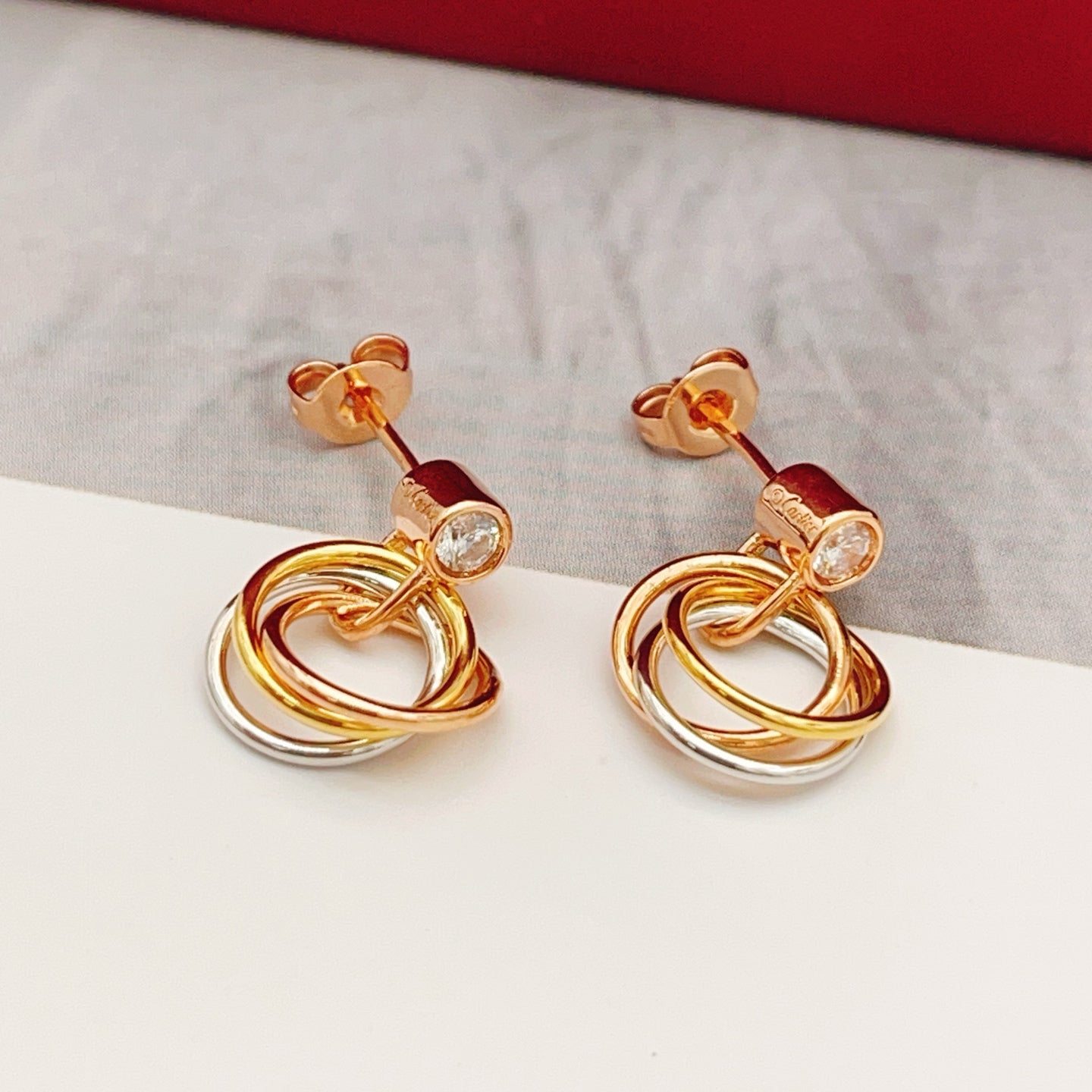 Cartier Tri-Color Stud Earrings