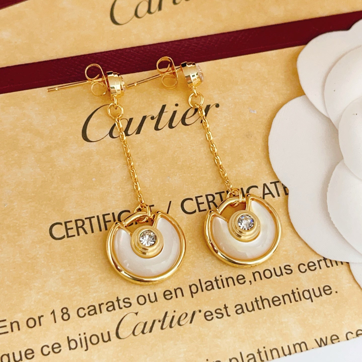Cartier Tassel Mother-of-Pearl Amulet Stud Earrings