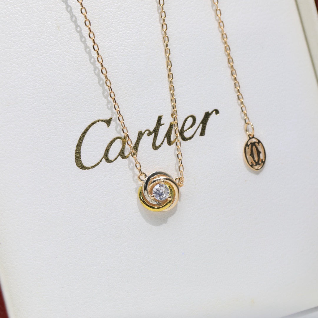 Cartier-Style Tri-Color Three-Ring Necklace