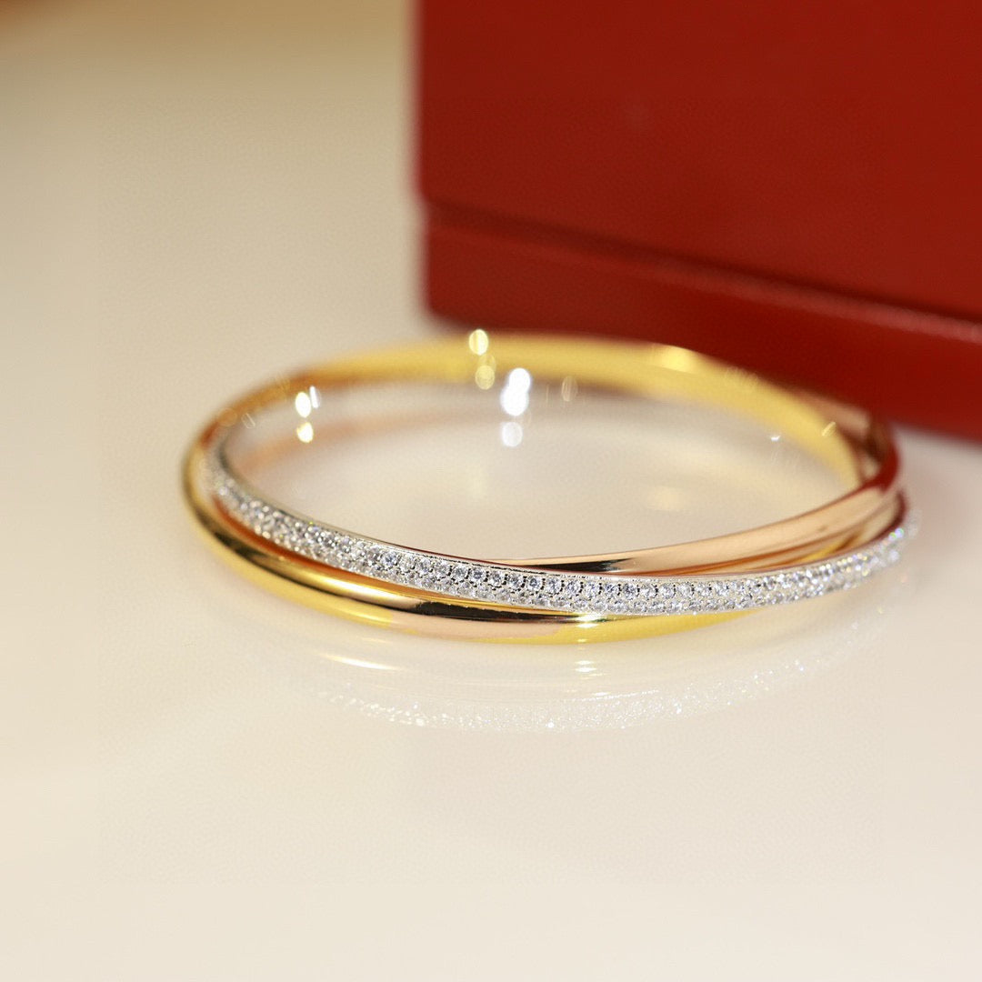 Cartier 18K Tri-Color Three-Band Bracelet