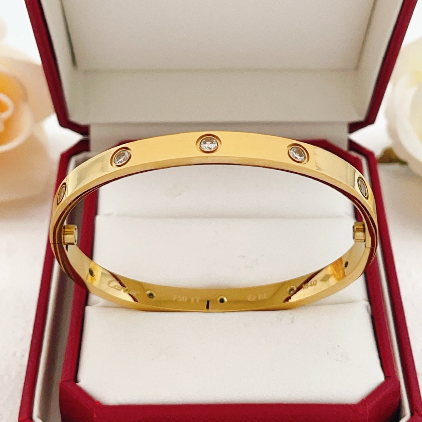 Cartier Wide Polished Bracelet with 10 Diamonds
