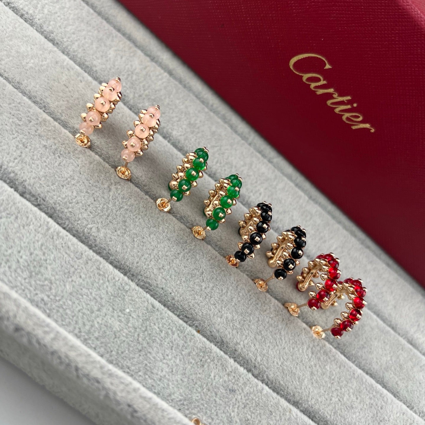 Cartier Stud & Colored Stone Pendant Earrings