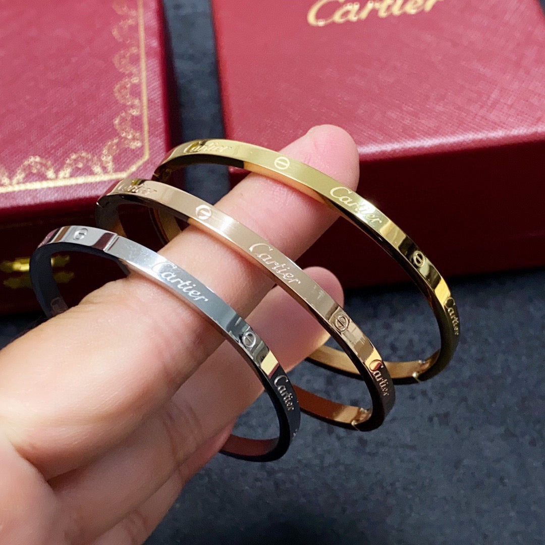 18K Gold-Plated Cartier Narrow Bracelet