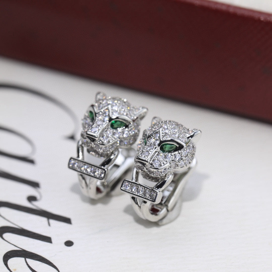 Cartier-Style Panther Head Stud Earrings