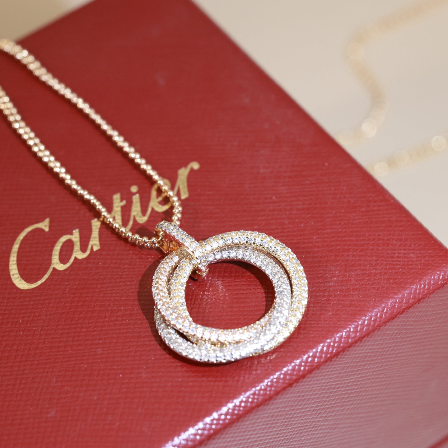 Cartier-Style Three-Ring Necklace