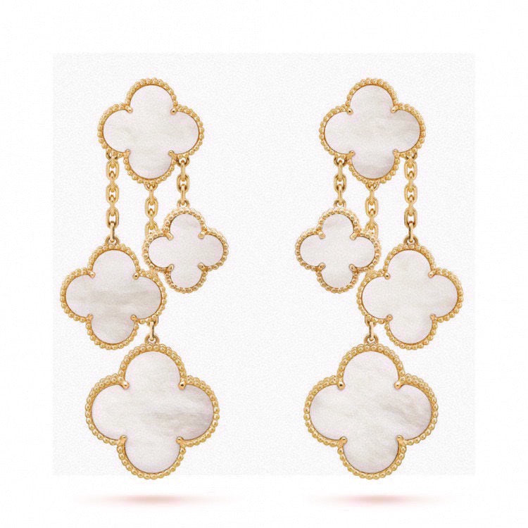 Van Cleef & Arpels Style Four-Leaf Clover Earrings