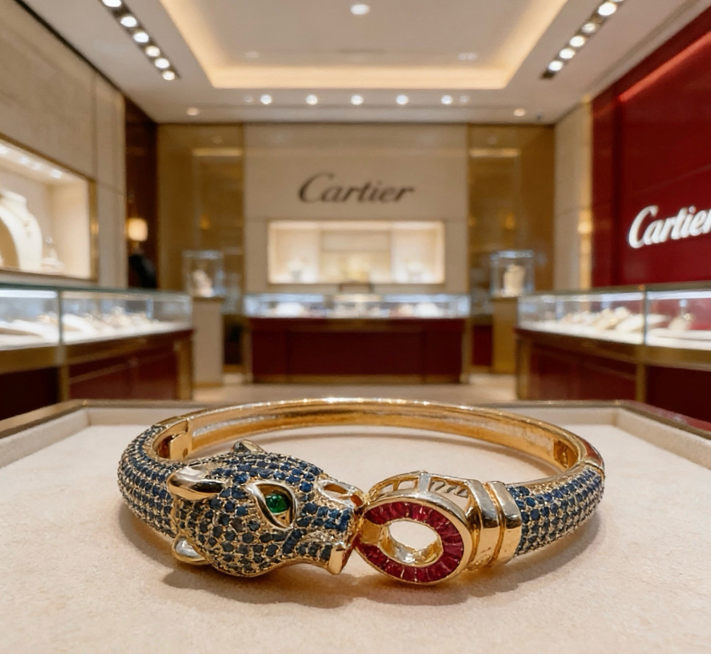 Cartier Panther-Head Full-Diamond Bracelet