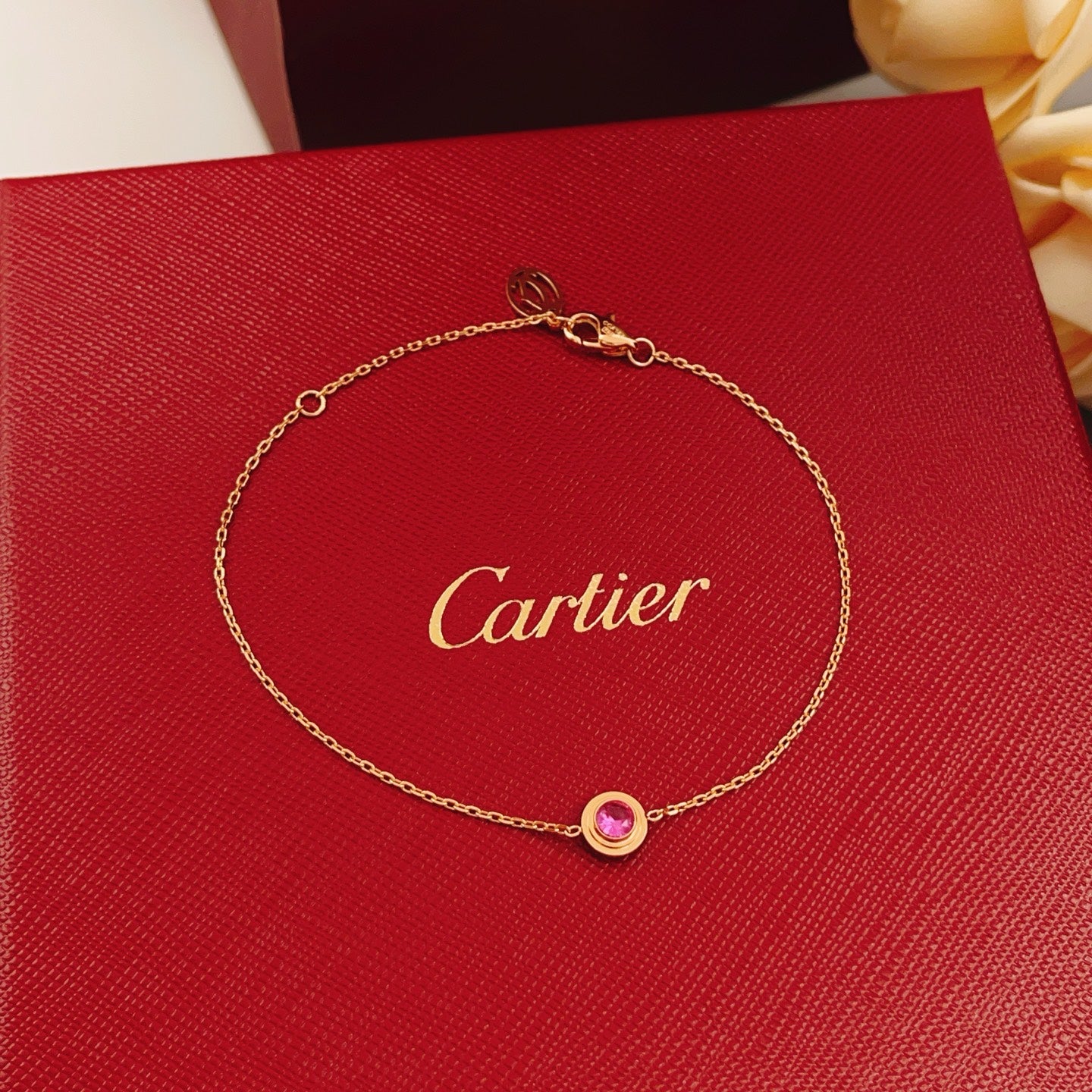 Cartier Rose Gold & Purple-Red Gemstone Bracelet