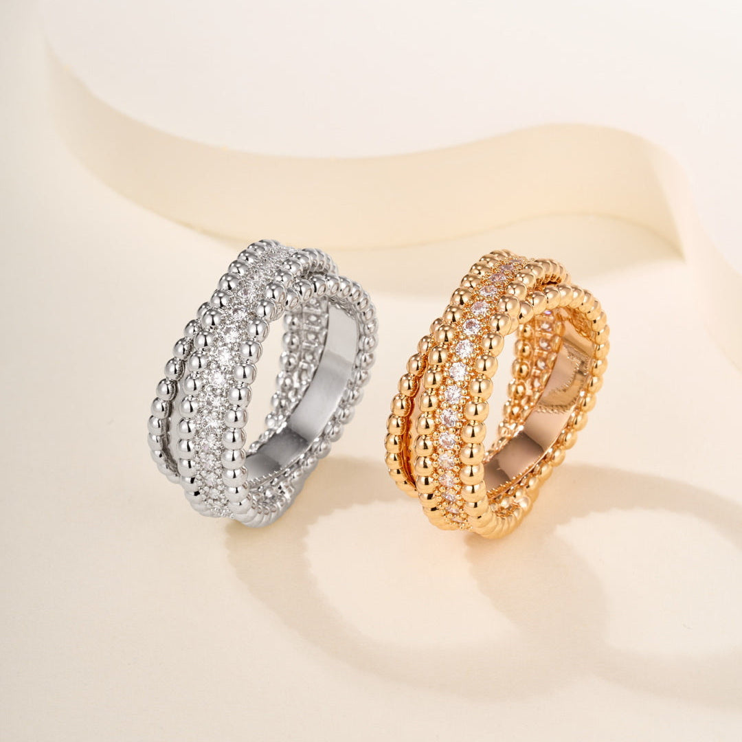 Van Cleef & Arpels Style Gold Bead Ring