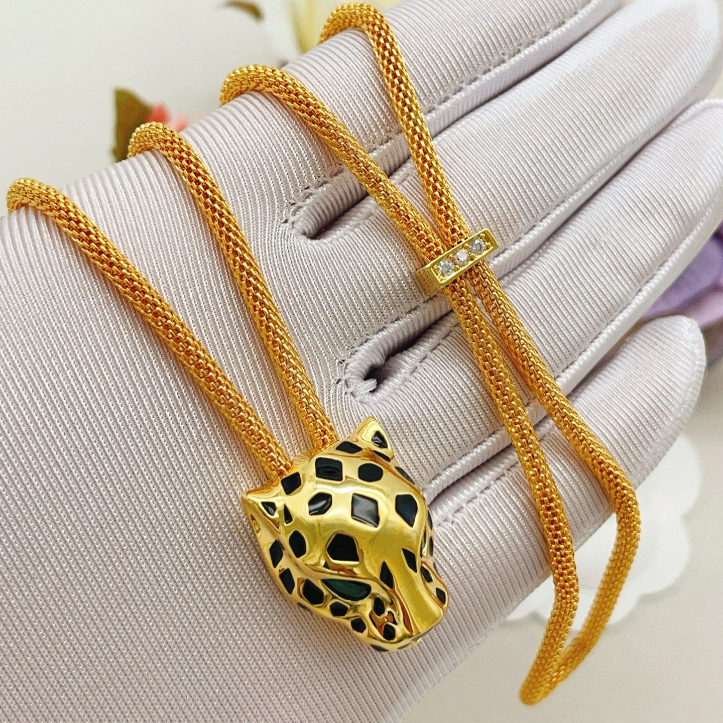 Cartier Thick-Cord Panther Necklace