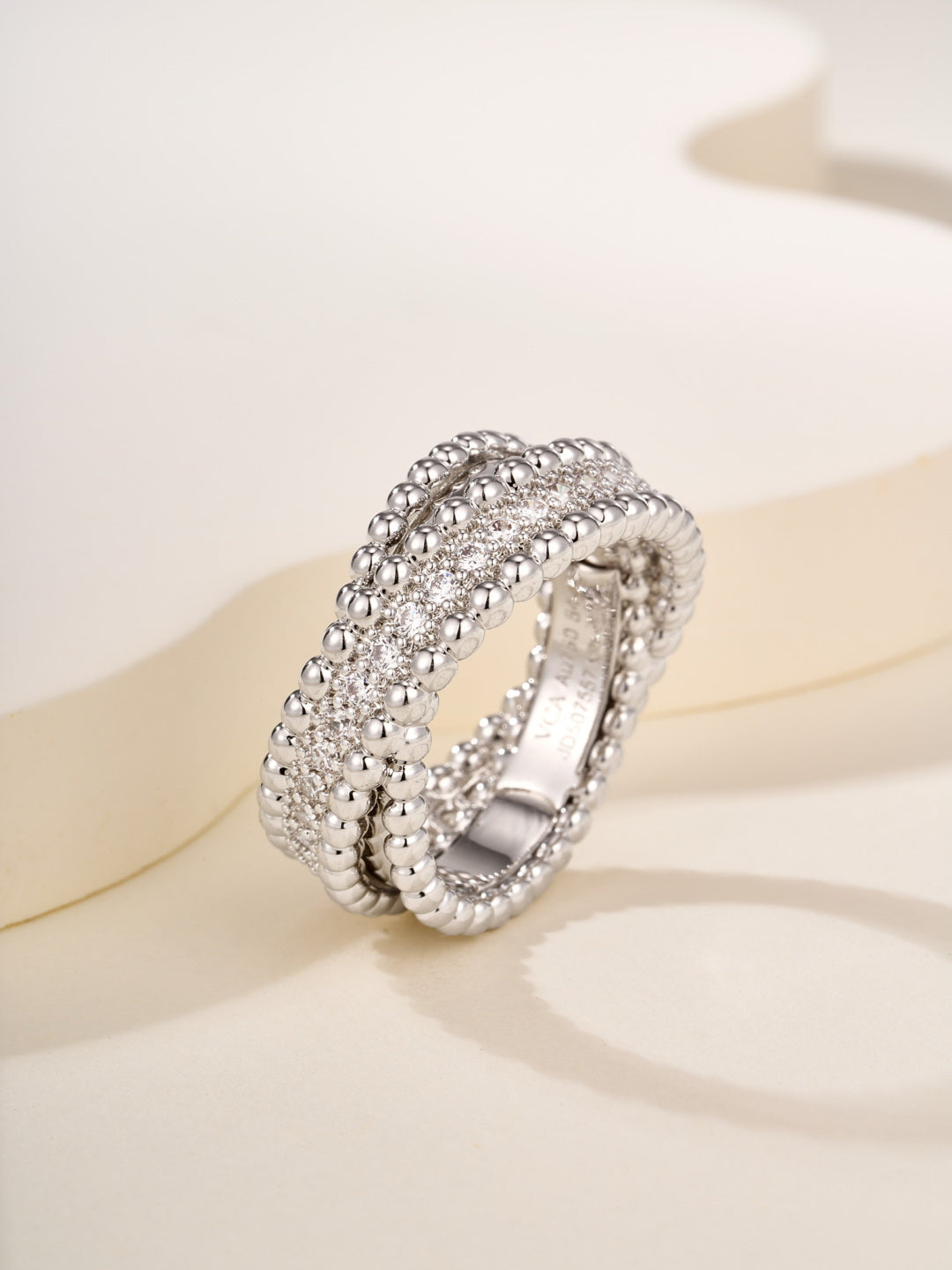 Van Cleef & Arpels Style Gold Bead Ring