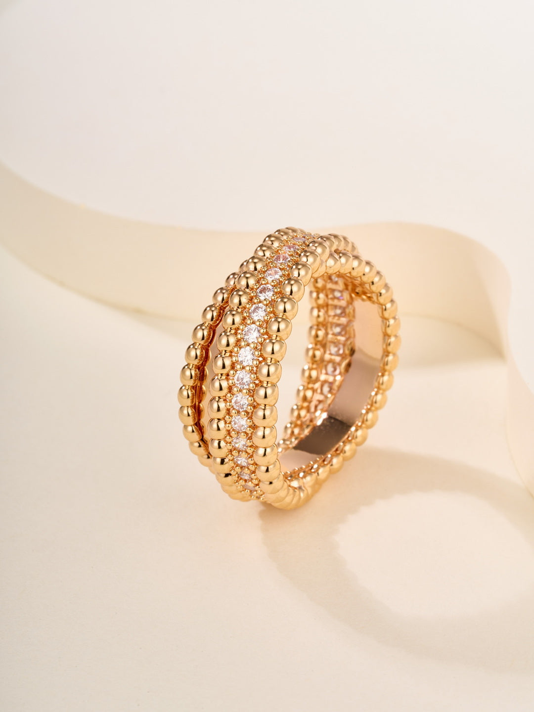 Van Cleef & Arpels Style Gold Bead Ring
