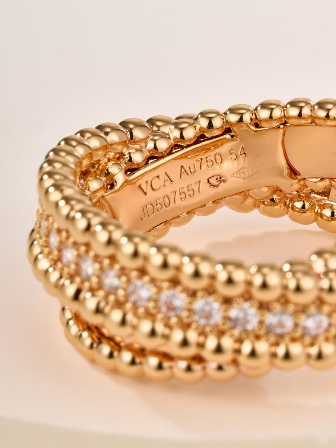 Van Cleef & Arpels Style Gold Bead Ring
