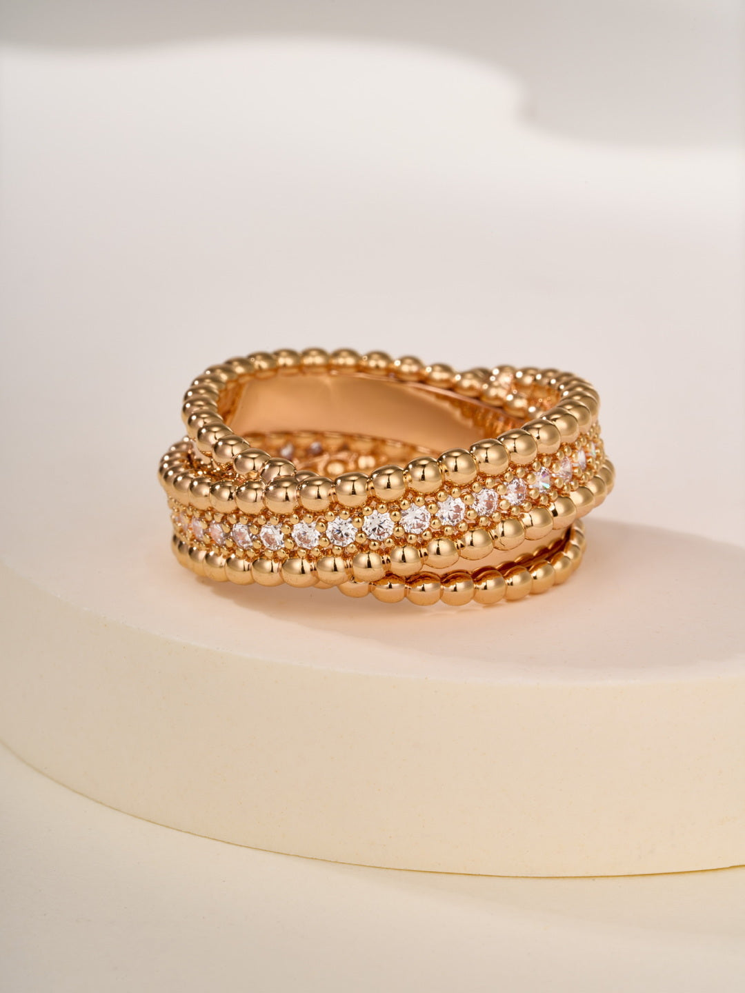 Van Cleef & Arpels Style Gold Bead Ring