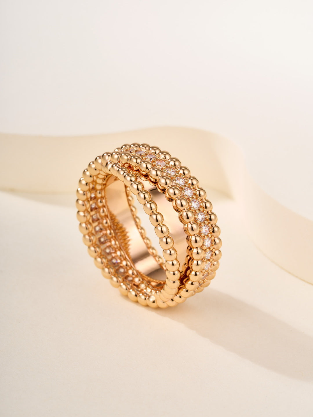 Van Cleef & Arpels Style Gold Bead Ring
