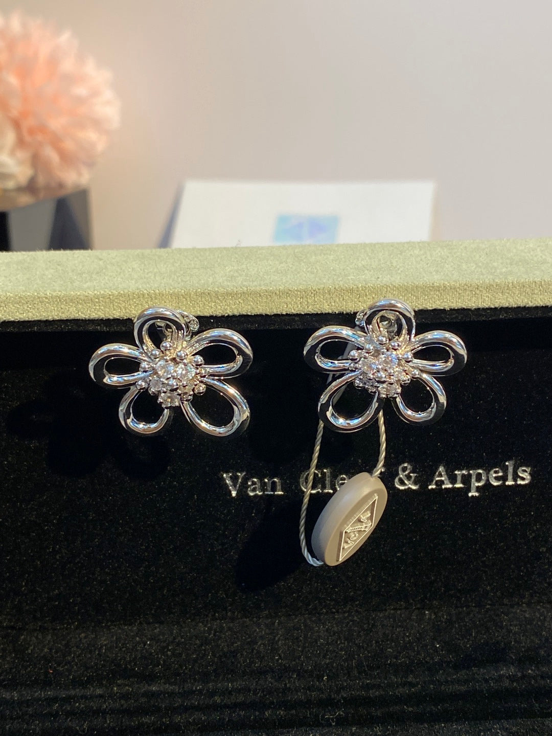 Van Cleef & Arpels Large Flower Diamond-Set Earrings