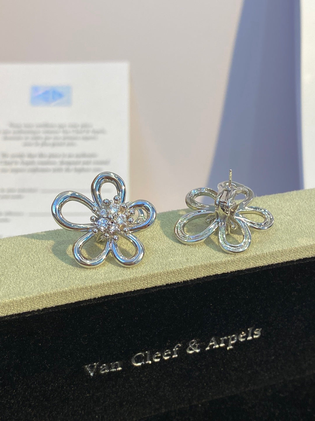 Van Cleef & Arpels Large Flower Diamond-Set Earrings