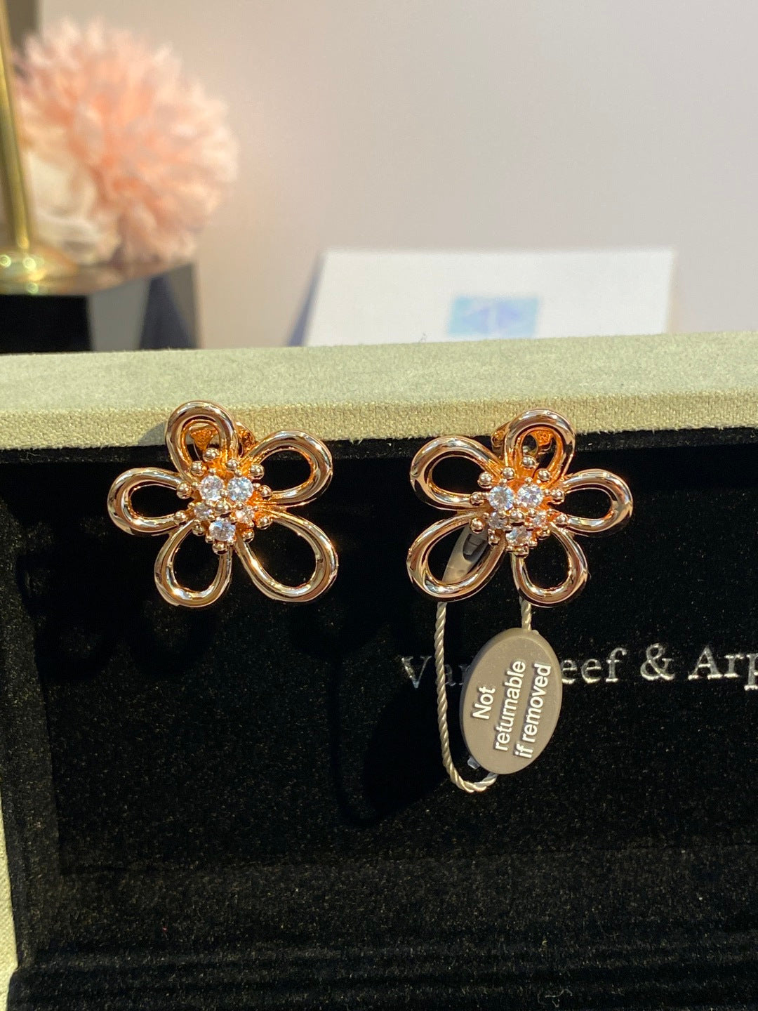 Van Cleef & Arpels Large Flower Diamond-Set Earrings