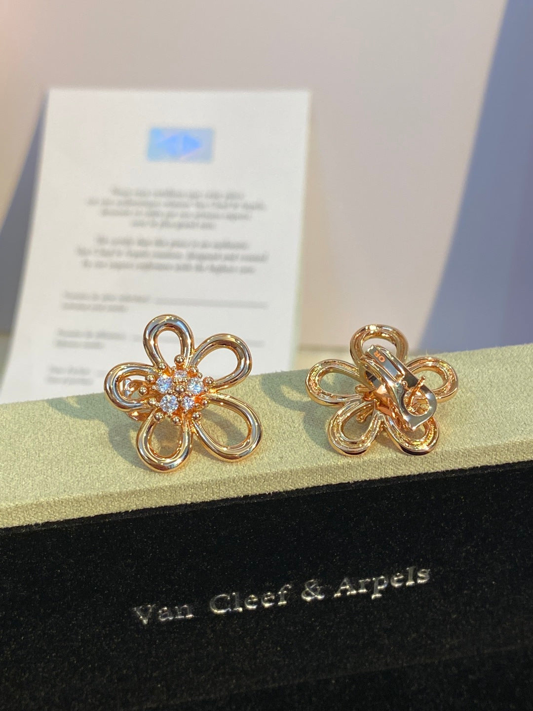Van Cleef & Arpels Large Flower Diamond-Set Earrings