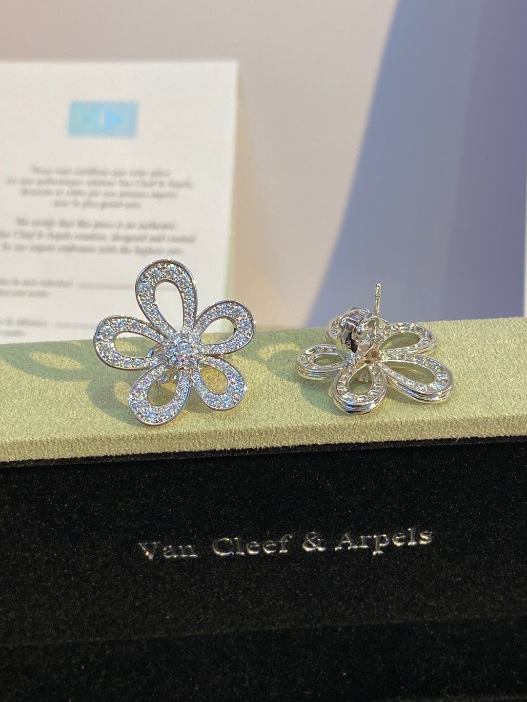 Van Cleef & Arpels Large Flower Full-Diamond Earrings