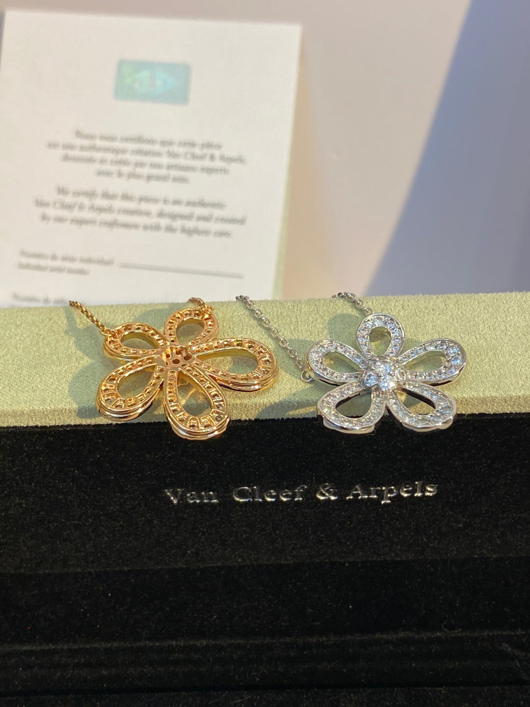 Van Cleef & Arpels Large Flower Diamond-Paved Necklace