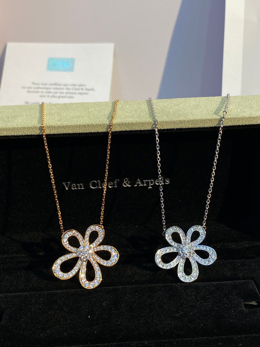 Van Cleef & Arpels Large Flower Diamond-Paved Necklace