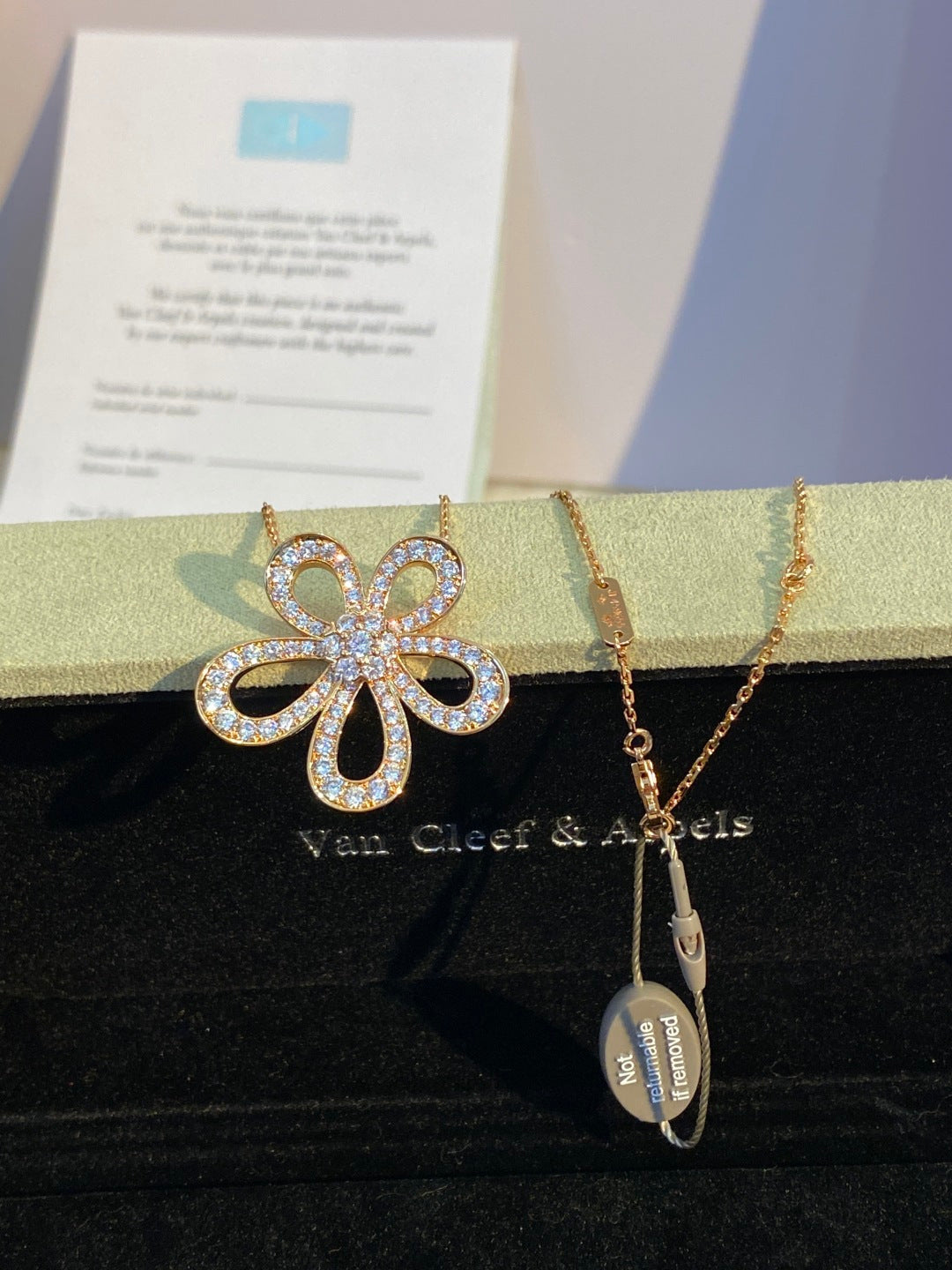 Van Cleef & Arpels Large Flower Diamond-Paved Necklace