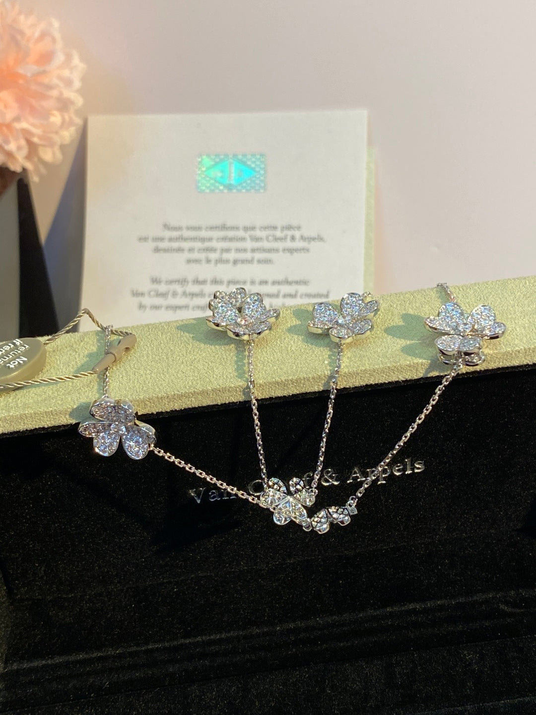 an Cleef & Arpels Pavé Diamond Clover Necklace