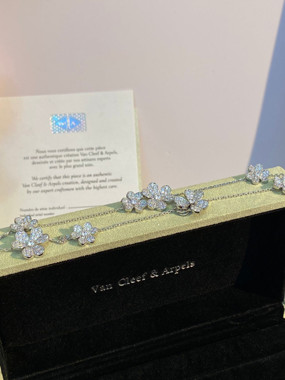 an Cleef & Arpels Pavé Diamond Clover Necklace