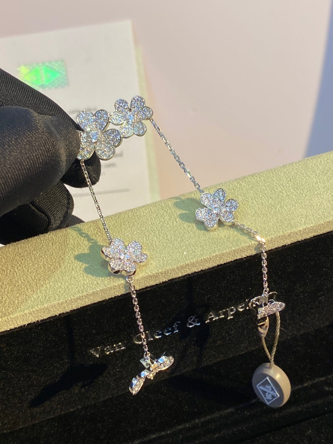 Van Cleef & Arpels Pavé Diamond Clover Bracelet