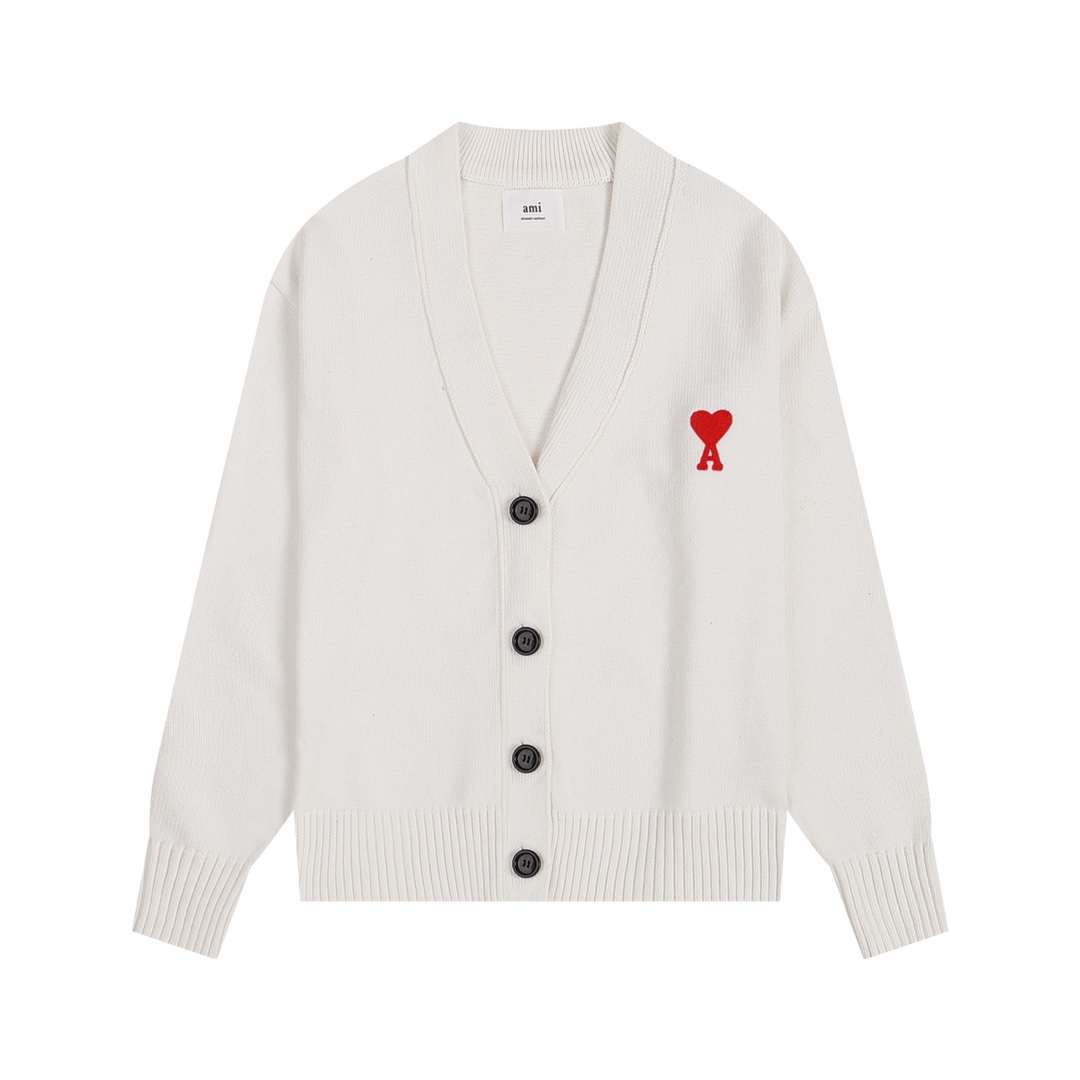 AMI PARIS Cotton and wool cardigan