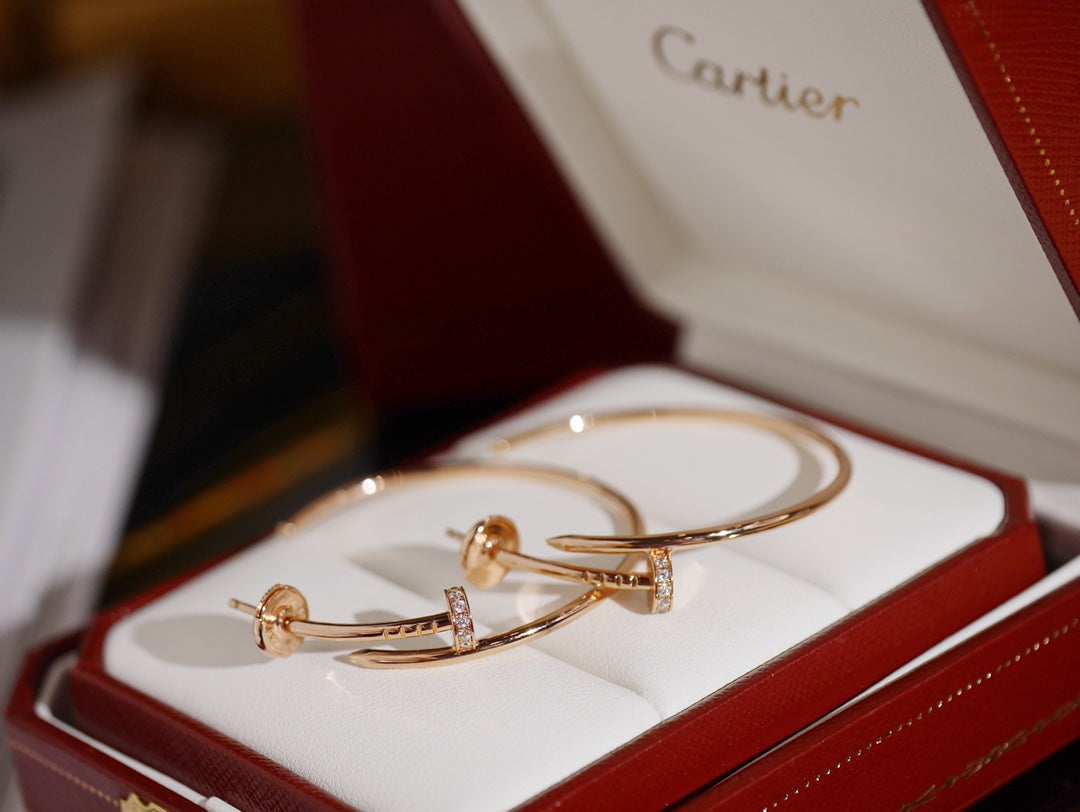 Cartier-Style Nail Earrings (Half-Diamond)