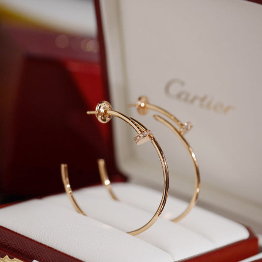 Cartier-Style Nail Earrings (Half-Diamond)