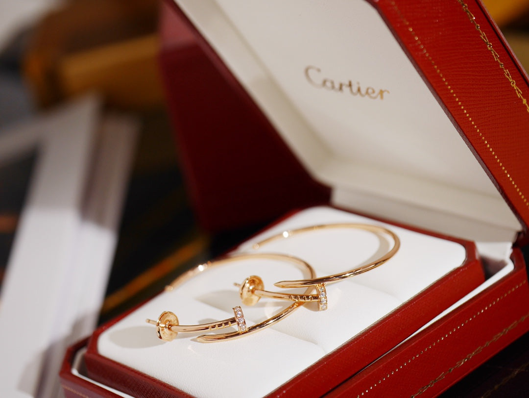 Cartier-Style Nail Earrings (Half-Diamond)