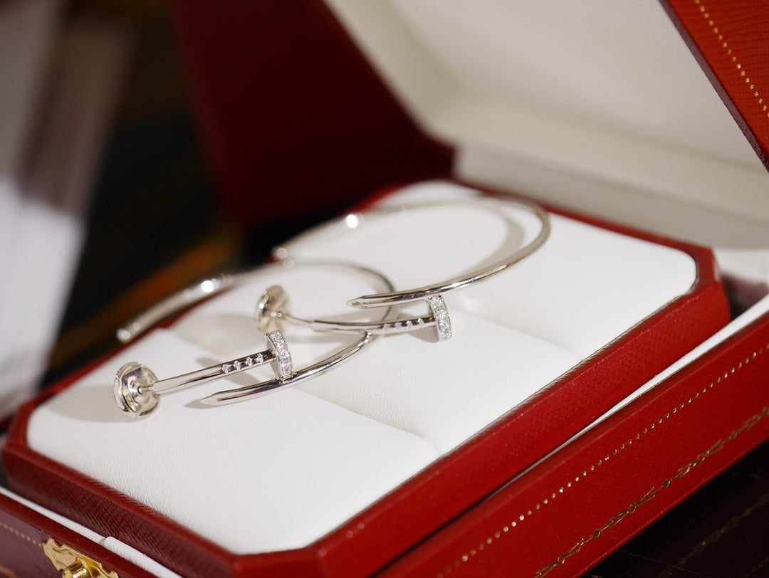 Cartier-Style Nail Earrings (Half-Diamond)