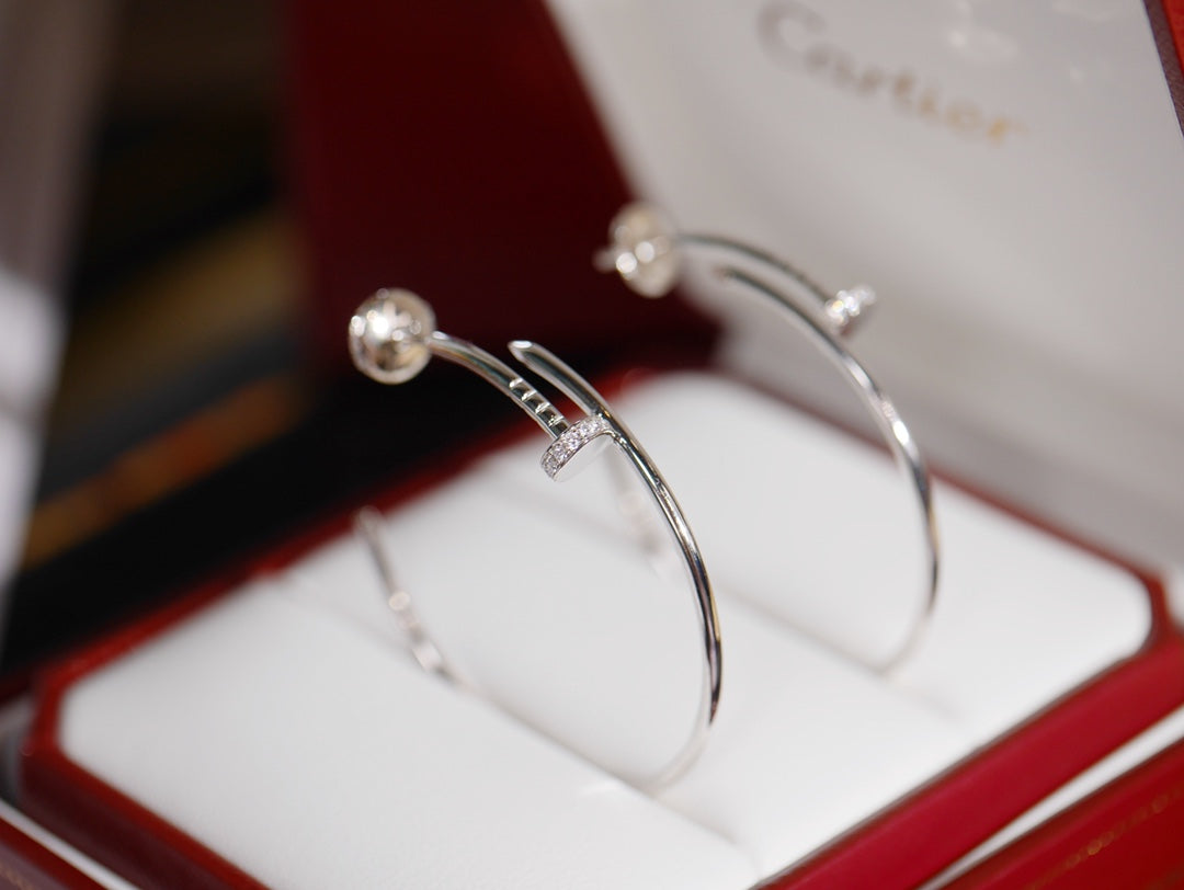 Cartier-Style Nail Earrings (Half-Diamond)