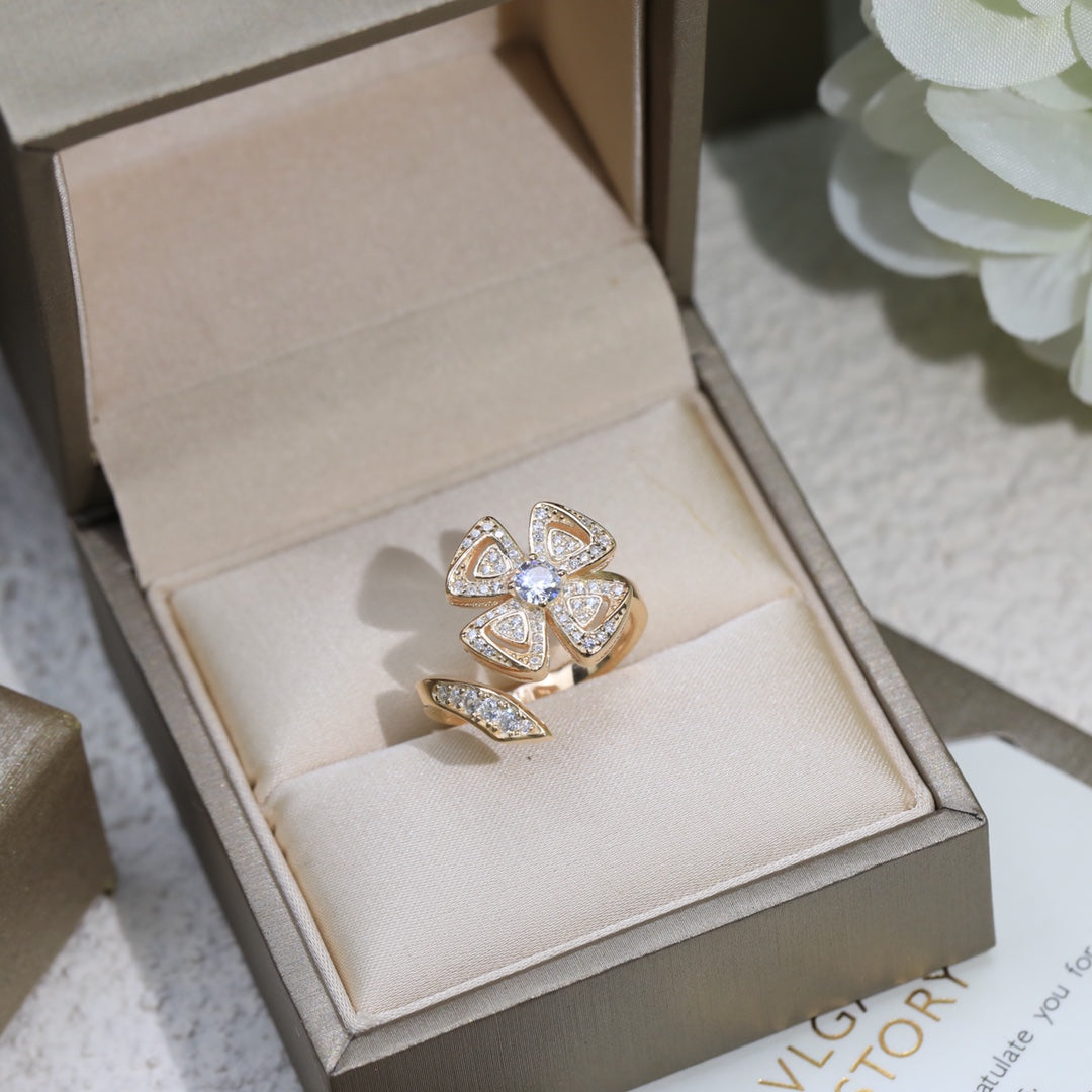 BVLGARI Gold-Plated Crystal Ring