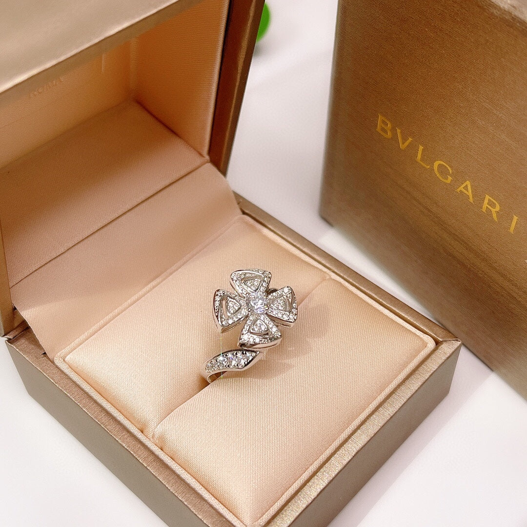 BVLGARI Gold-Plated Crystal Ring