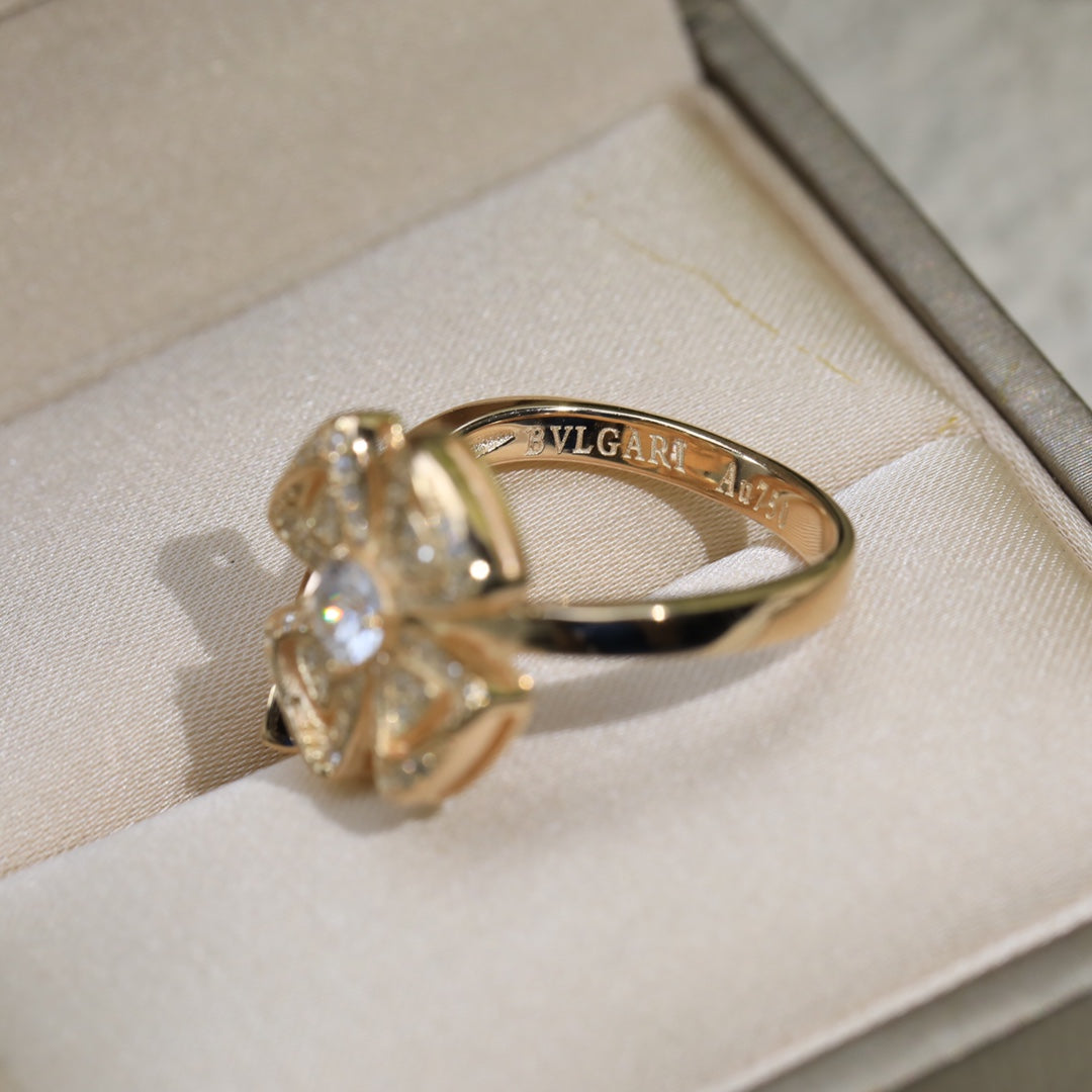 BVLGARI Gold-Plated Crystal Ring