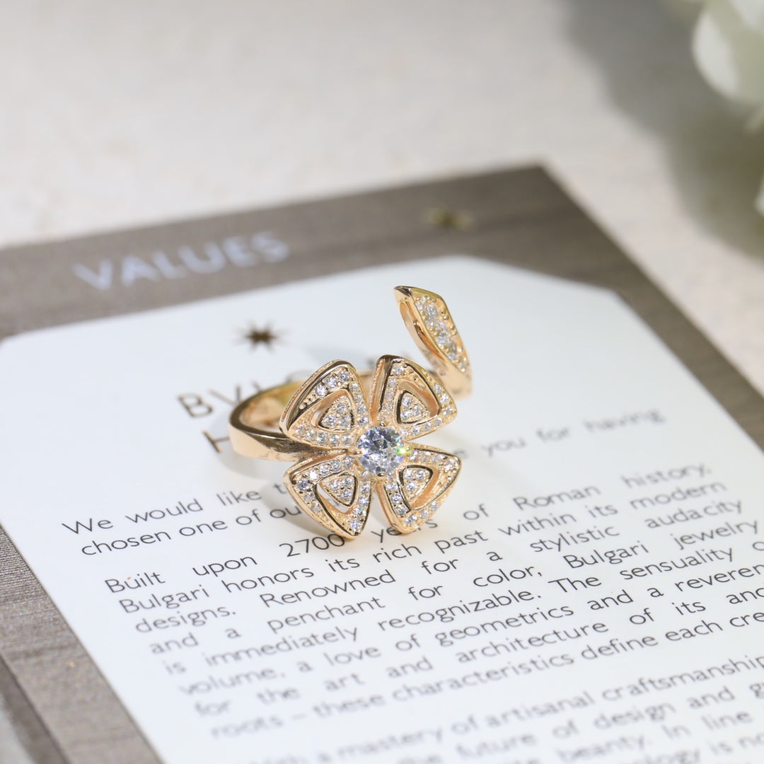 BVLGARI Gold-Plated Crystal Ring