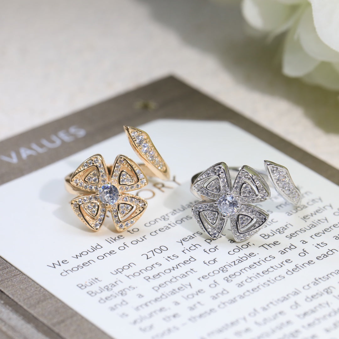BVLGARI Gold-Plated Crystal Ring