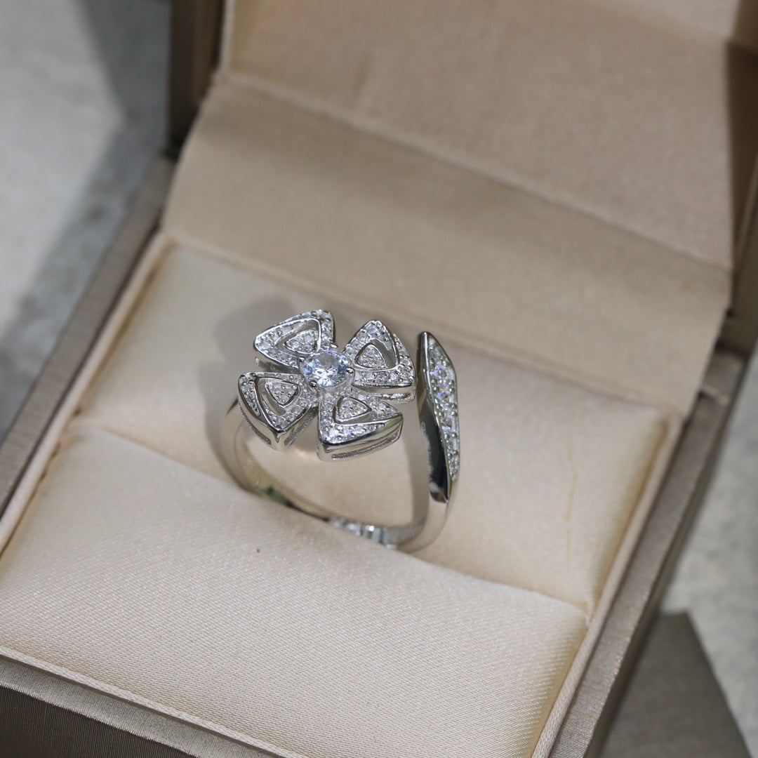 BVLGARI Gold-Plated Crystal Ring