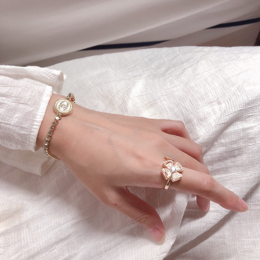 BVLGARI Gold-Plated Crystal Ring