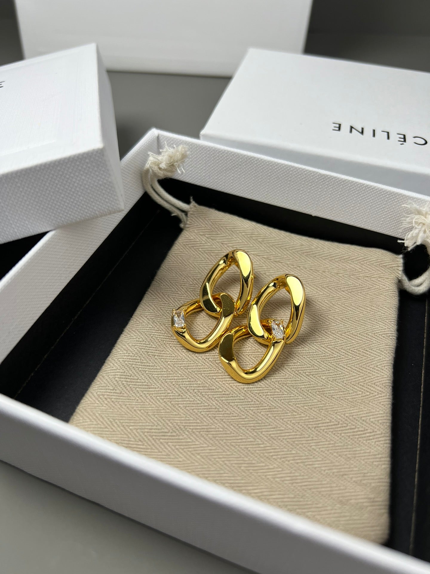 CELINE Gold-Plated Brass Earrings