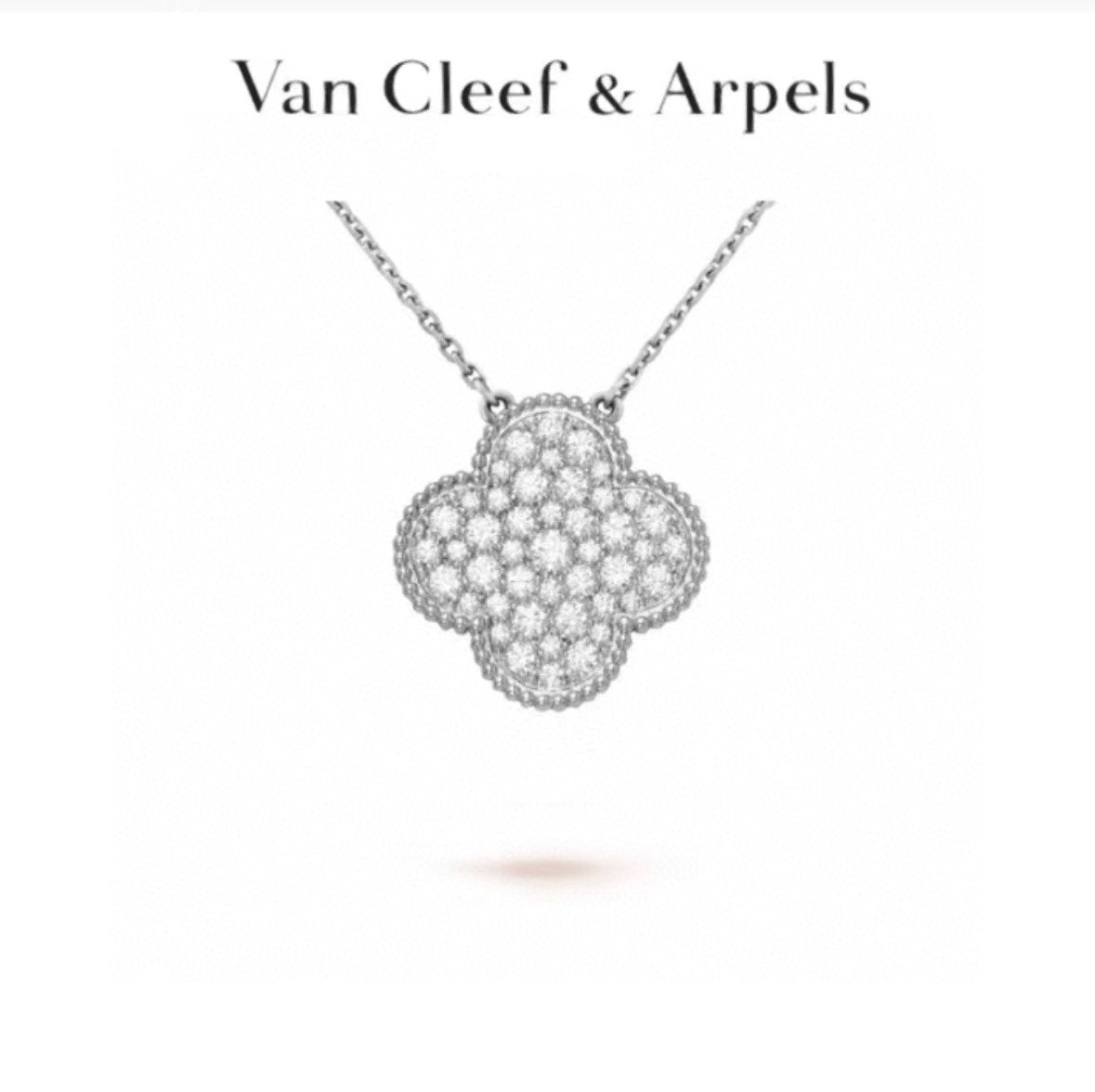 Van Cleef & Arpels Style Pavé-Set Clover Necklace