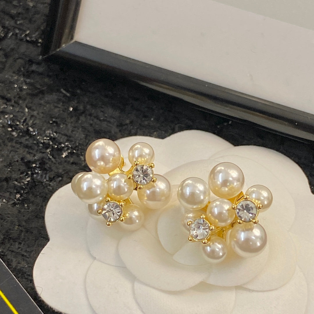 CELINE Pearl Floral Earrings