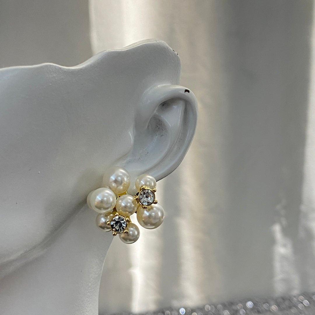 CELINE Pearl Floral Earrings